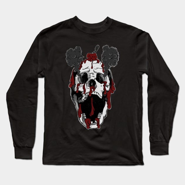 Screaming Skull with Melting Wax Long Sleeve T-Shirt by TDANIELSART 